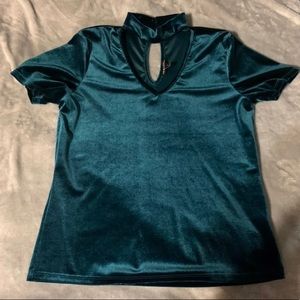 Emerald green velvet top